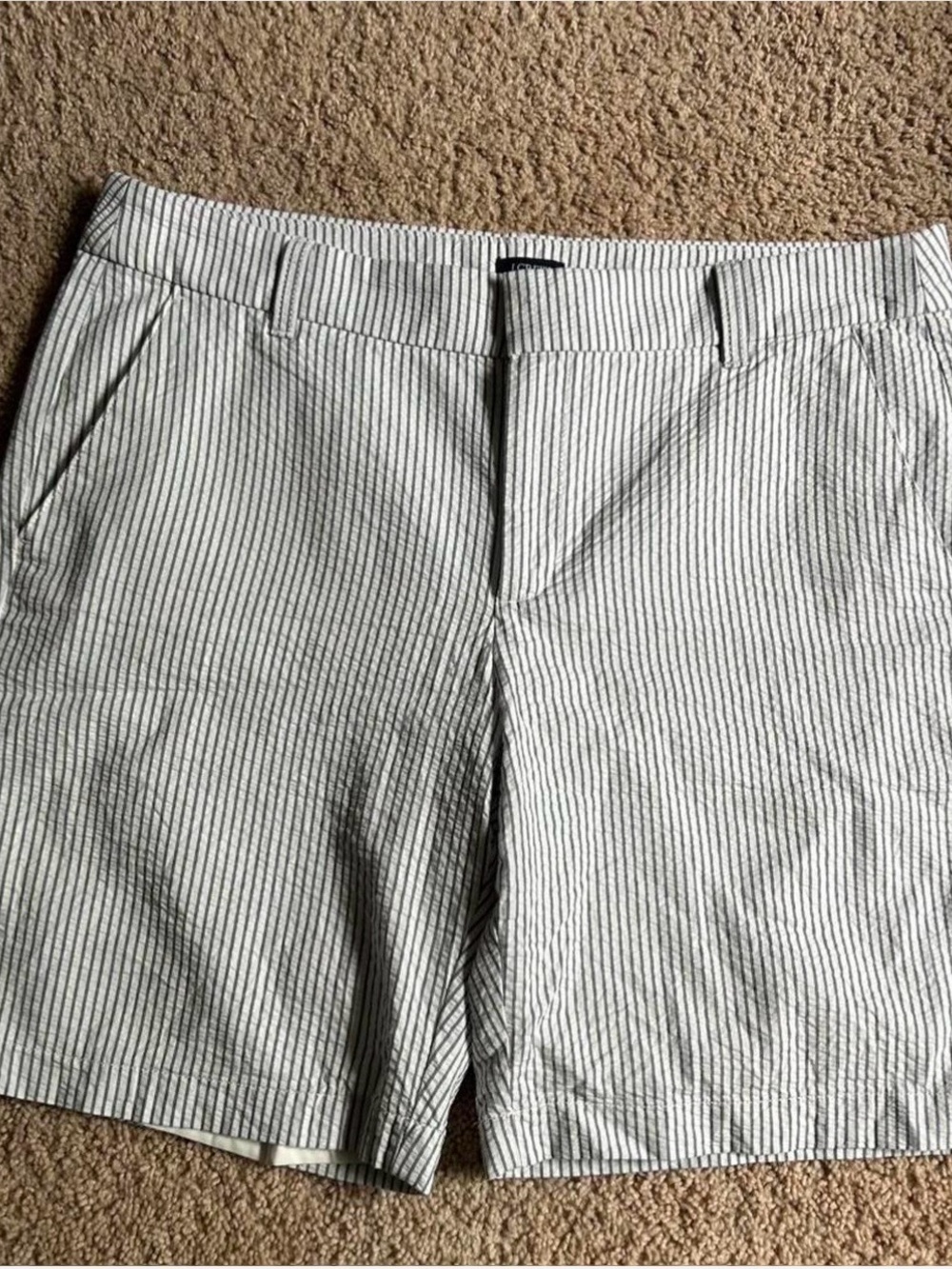 J. Crew Navy and White Striped Seersucker lined shorts (9” inseam) - Size 12 - Picture 3 of 6